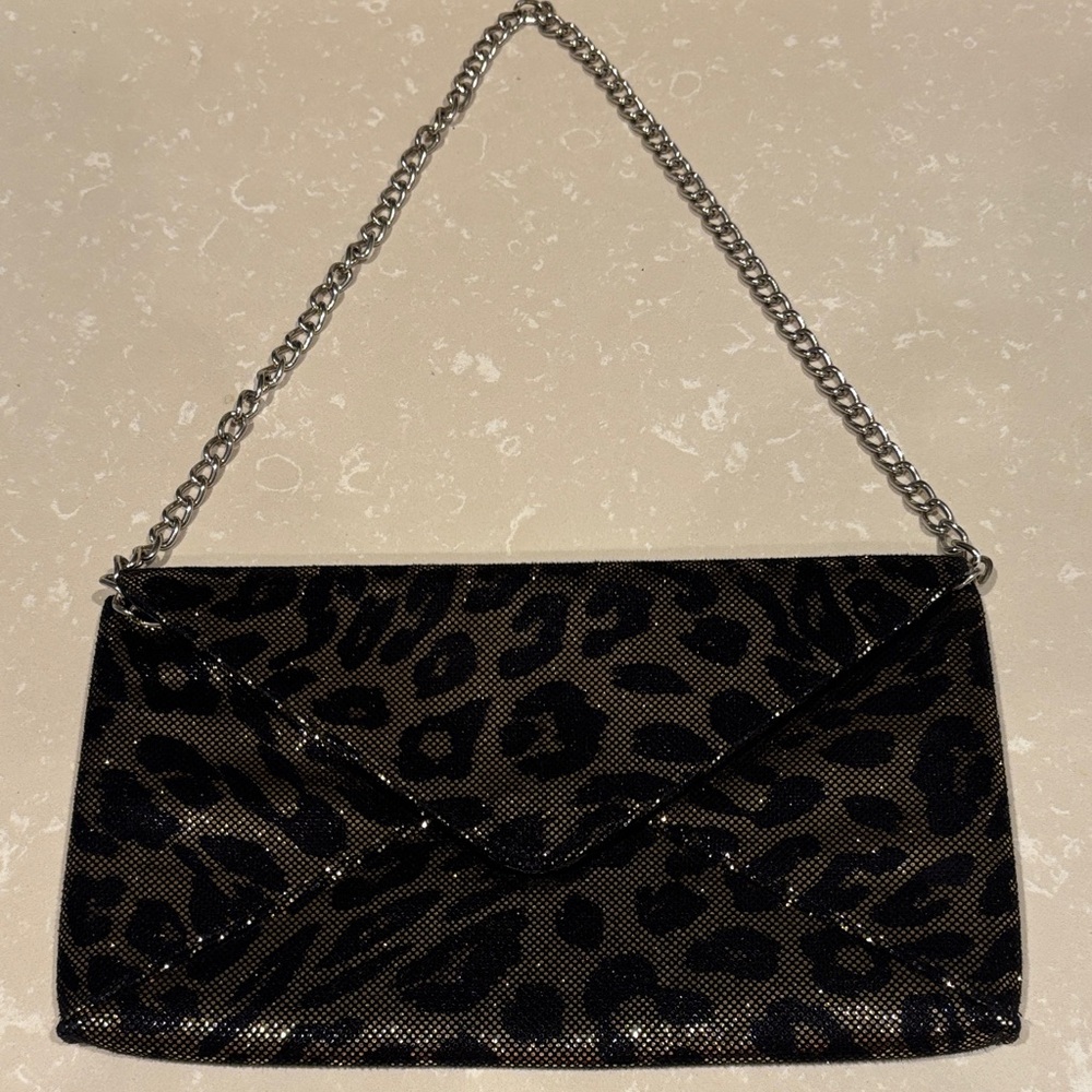 Jessica McClintock Leopard Print Clutch with Chain